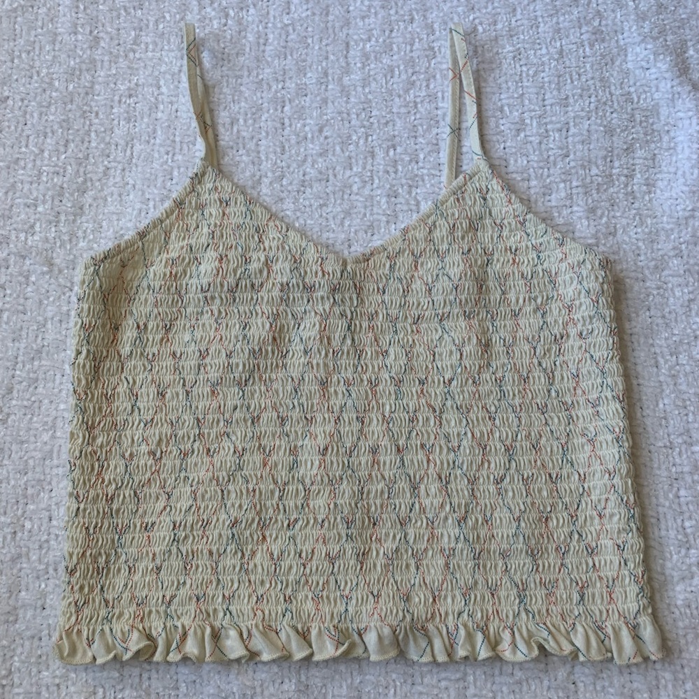 American Eagle Ivory and Multicolored Tank Crop Top Size M Like New